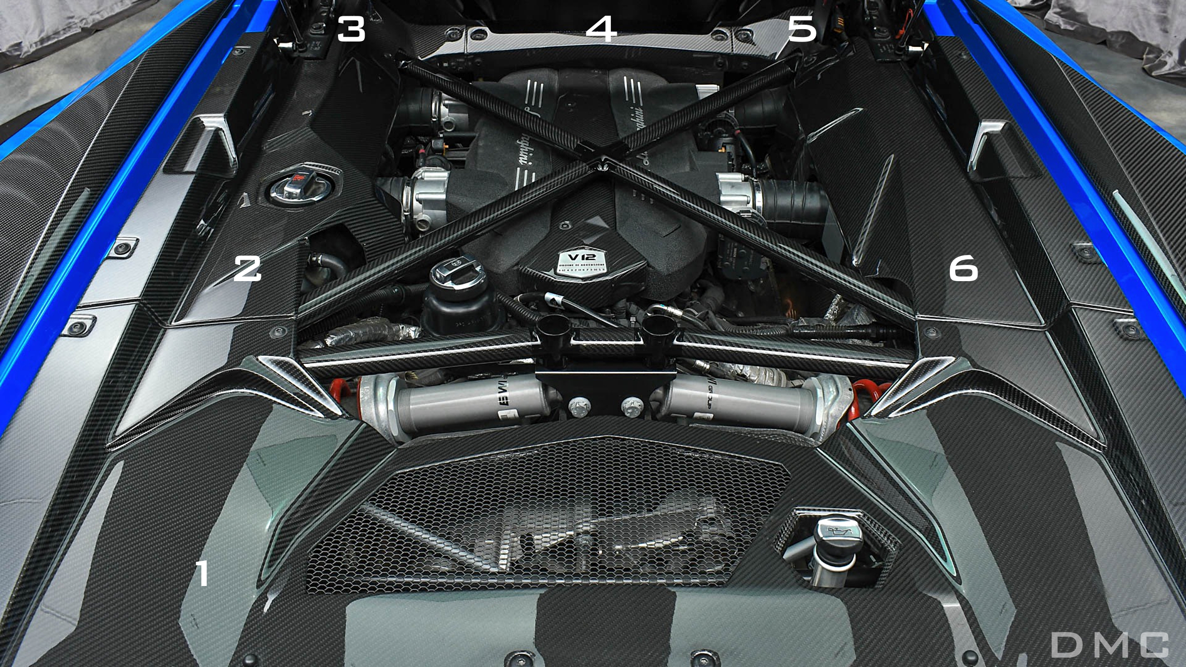 Lamborghini Aventador Carbon Fiber Engine Room Panels, Replace the OEM  LP700 LP720 LP740 and LP750 Cover Trims of the Coupe & Spyder - DMC