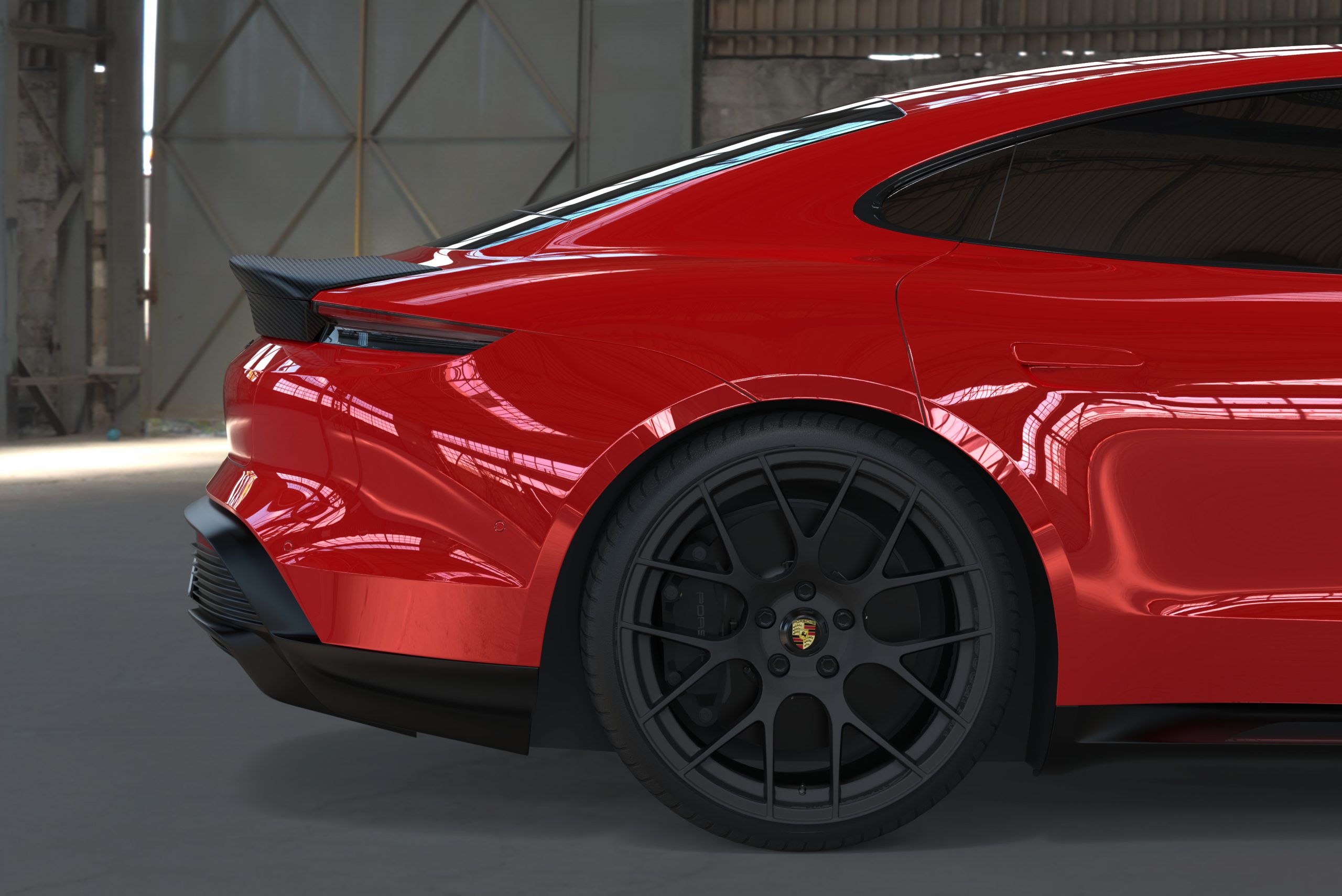 Porsche Taycan Carbon Fiber Ducktail Spoiler fits the OEM Body Kit - DMC