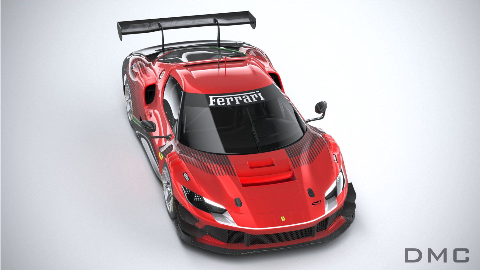 Ferrari 296 GT3 Carbon Fiber Aero Kit: Rear Wing Spoiler fits the