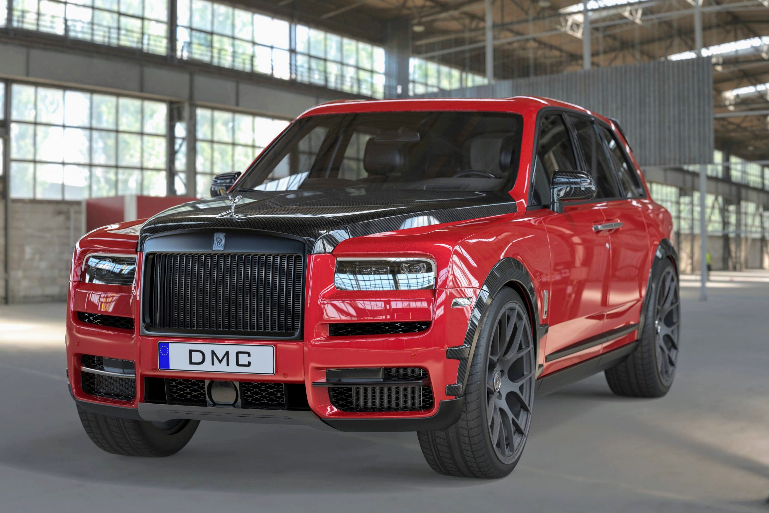 Rolls Royce Cullinan Wide Body Modified: Front View: Carbon Fiber Front Hood