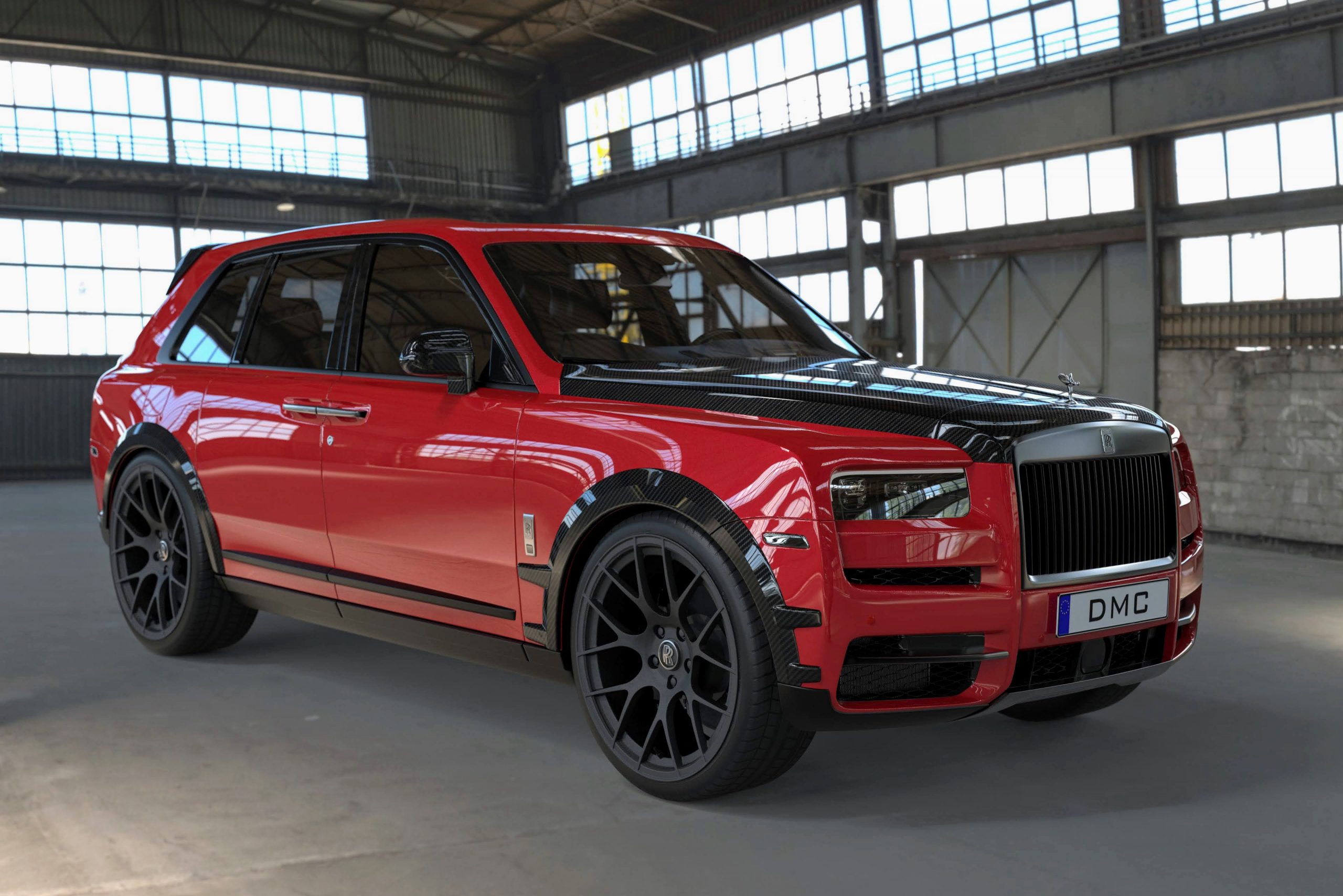 Rolls Royce Cullinan Wide Body Modified: Side View: Carbon Fiber Front Hood & SIde SKirts