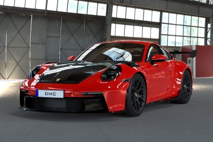 DMC Porsche 992 GT3 Carbon Fiber Aero Kit replaces OEM Body Parts: Front View