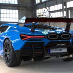 Lamborghini Revuelto Carbon Fiber Rear Bumper with vented grills in SV style Rear View