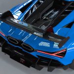 Lamborghini Revuelto Rear Diffuser Aero Tunnel made of Carbon Fiber Rear Quarter Bird View