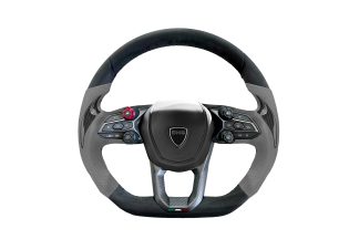 Lamborghini Revuelto, Temerario, Aventador, Urus Performance Steering Wheel with Carbon Fiber, Leather and Alcantara Suede, Grey
