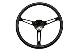 Retro Steering Wheel, Black Aluminum Center with Black Maple Wood, with Custom Carbon Fiber, Leather or Alcantara Suede