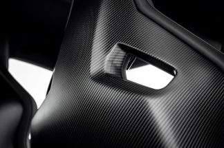 DMC Reclinable Sport Bucket Seats with Custom Leather / Alcantara and Stitching on the front, and carbon fiber on the rear.