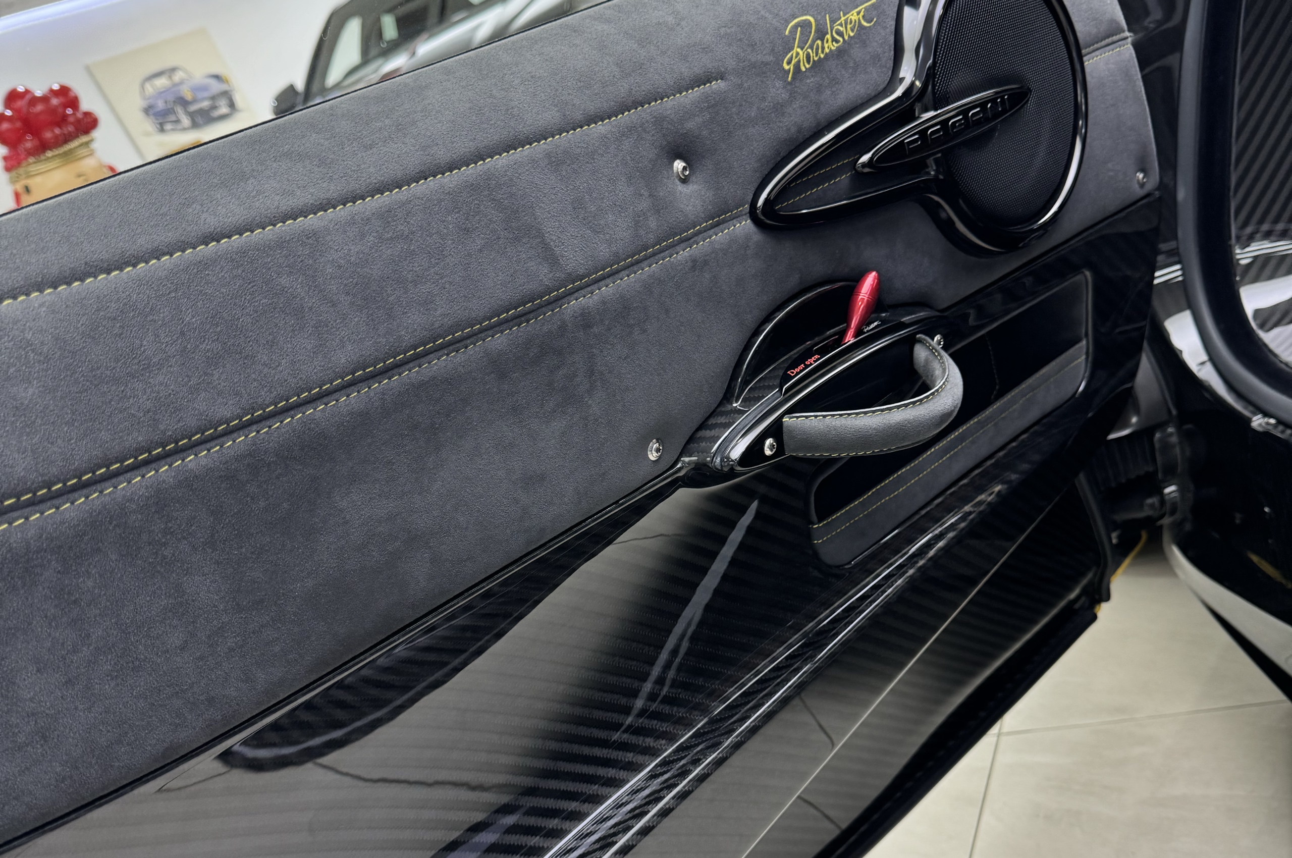 Pagani Huayra Carbon Fiber Door Leather Strap Lever