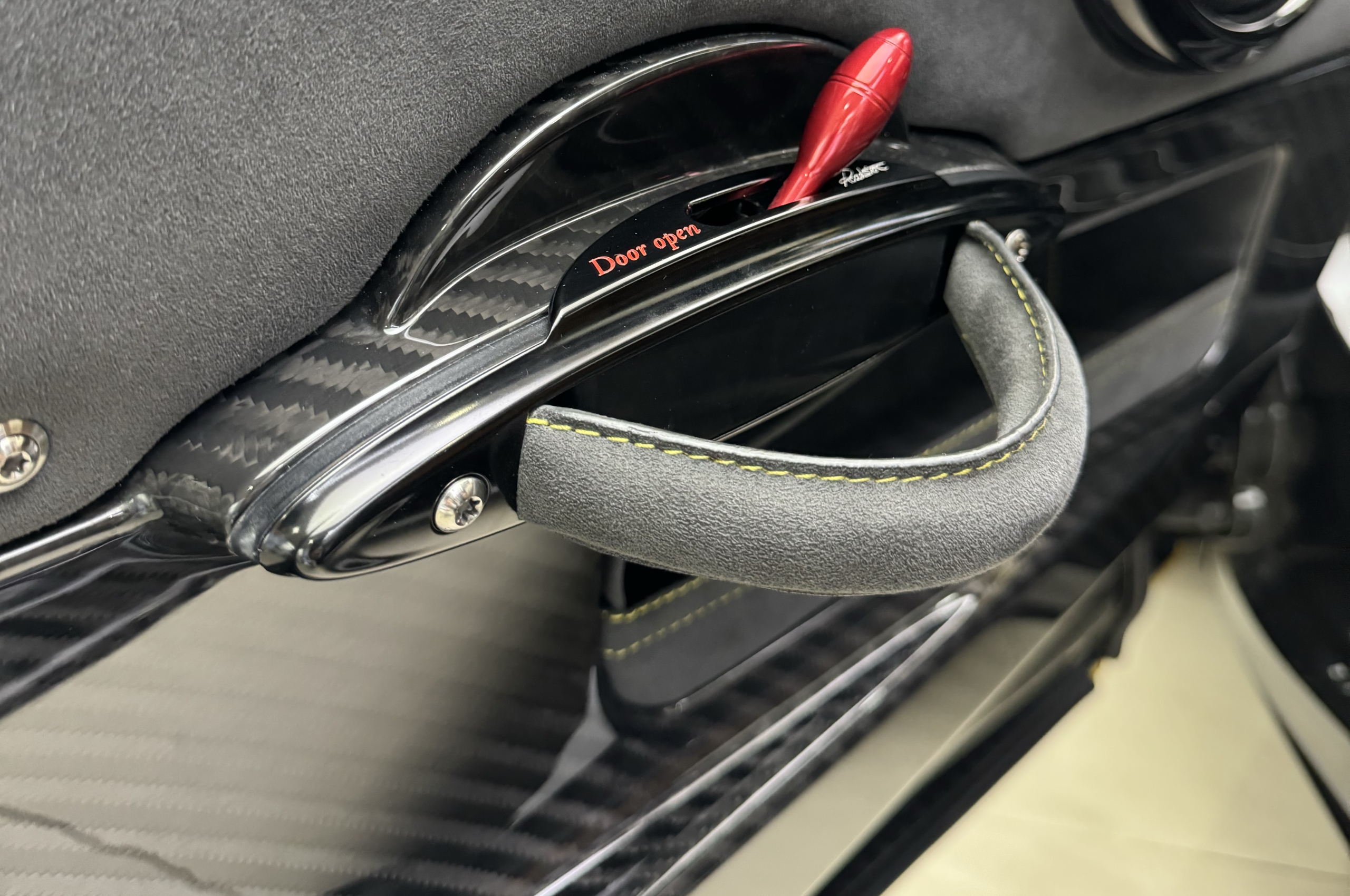 Pagani Huayra Carbon Fiber Door Leather Strap Lever